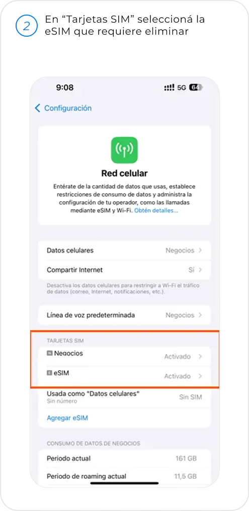 eSIM iPhone Paso 2