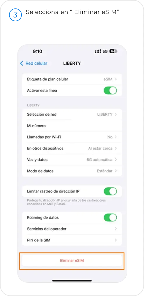 eSIM iPhone Paso 3