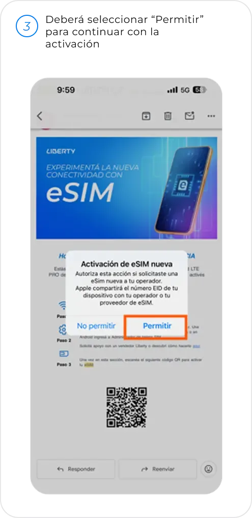 eSIM iPhone Paso 3