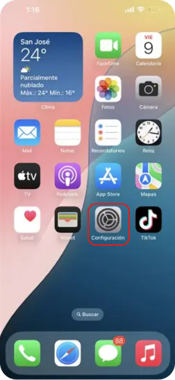 1. Ir a Configuración.
