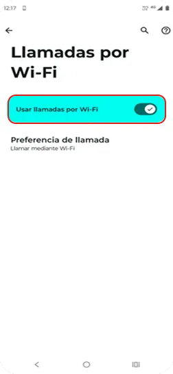 6. Asegurate de que la opción de Preferencia de llamada esté en Wi‑Fi preferida.